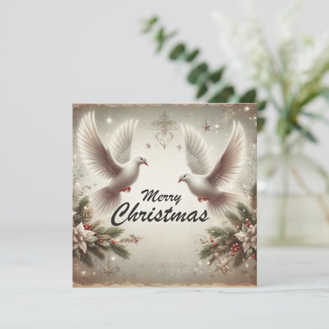 Cartes Pour Fêtes Annuelles Les colombes de Noël (Debout devant)