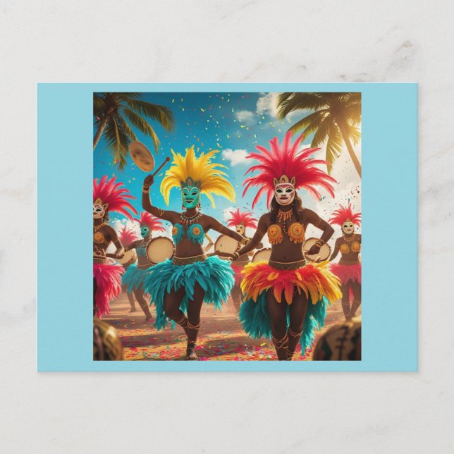 Cartes Pour Fêtes Annuelles Les couleurs du carnaval d'Aruba volent (Devant)