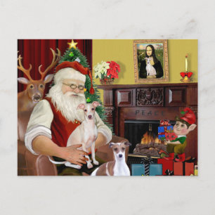 Cartes Pour Fêtes Annuelles Les deux lévriers italiens du Père Noël