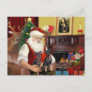 Cartes Pour Fêtes Annuelles Les deux Pinschers nains du Père Noël.