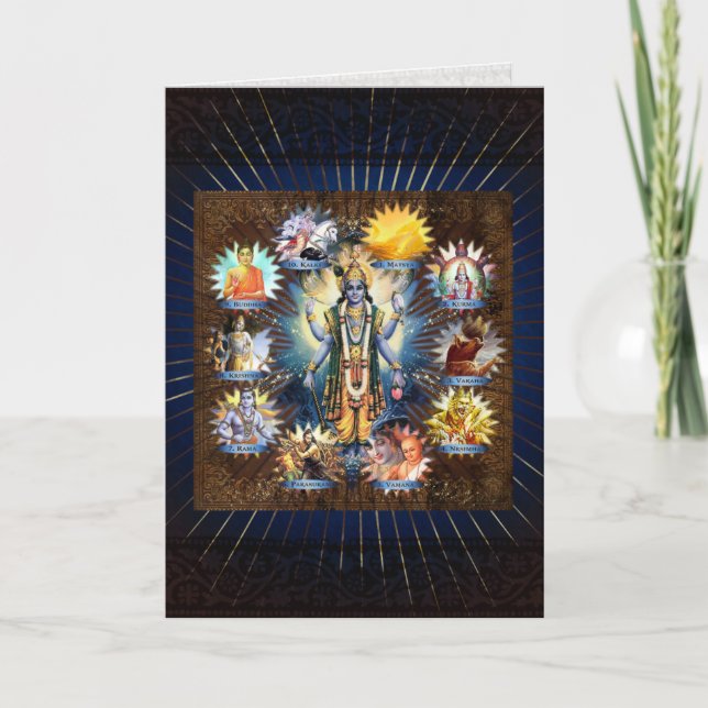 Cartes Pour Fêtes Annuelles Les Dix avatars de Vishnu - carte, salutation, (Devant)