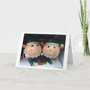 CARTES POUR FÊTES ANNUELLES LES ELVES SUR L'ÉTAGE VOUS DISENT "MERCIEZ NOËL"