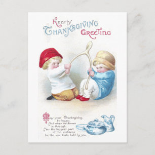 Cartes Pour Fêtes Annuelles Les enfants tirent avec effort le thanksgiving