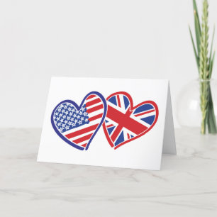 Cartes Pour Fêtes Annuelles Les Etats-Unis et coeurs BRITANNIQUES de drapeau