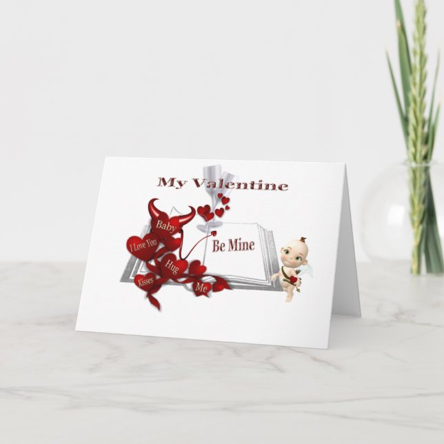 Cartes Pour Fêtes Annuelles les étreintes m'embrassent, cupidon (Devant)