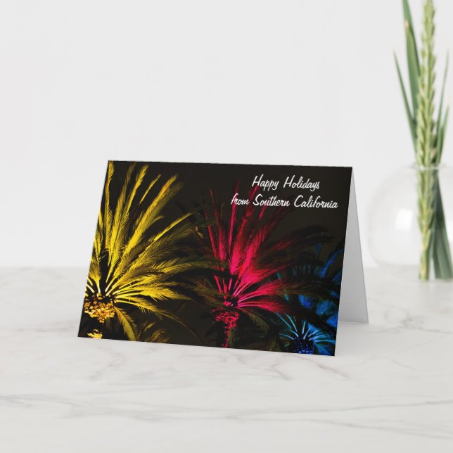 Cartes Pour Fêtes Annuelles Les Fêtes de Noël illuminent le palmier (Devant)