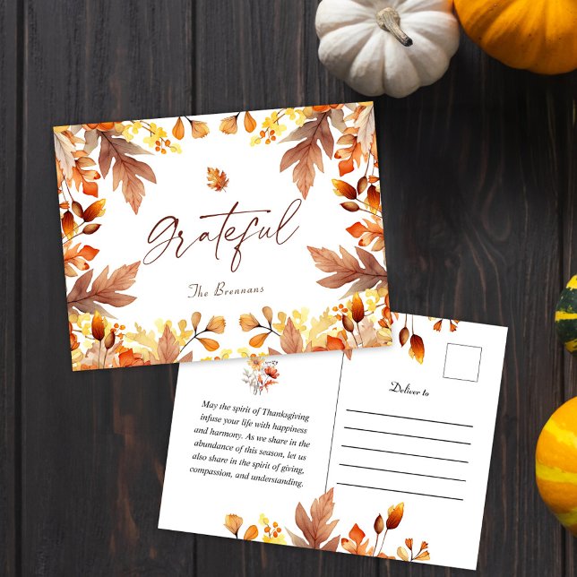 Cartes Pour Fêtes Annuelles Les Feuilles Automnes Tombent Russe Thanksgiving (Autumn Leaves Fall Rustic Thanksgiving Holiday Postcard)