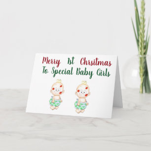 CARTES POUR FÊTES ANNUELLES ***LES FILLES BÉBÉS VICTIMES*** ONT ***1ÈRE NOËL**