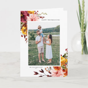 Cartes Pour Fêtes Annuelles Les fleurs d'automne de l'aquarelle photo de Thank