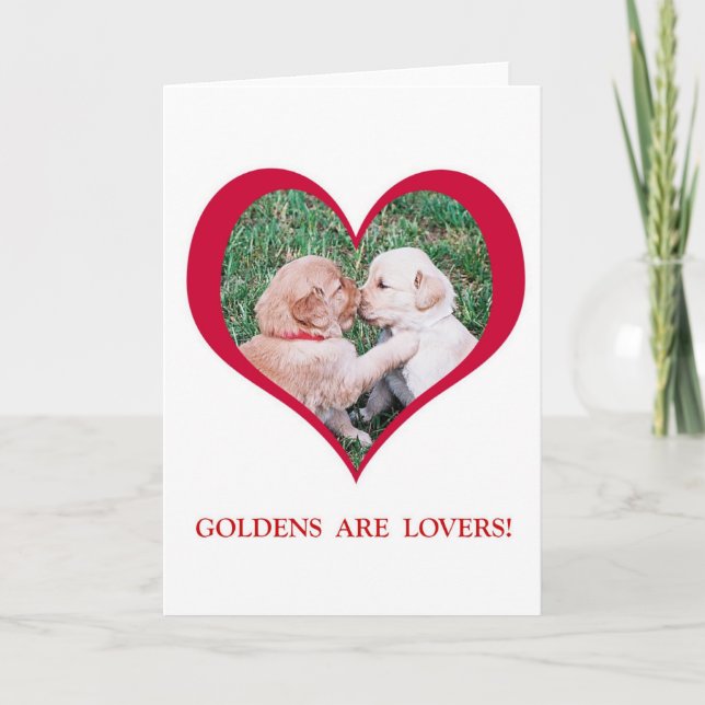 Cartes Pour Fêtes Annuelles Les Golden Retrievers sont des amoureux ! Saint-Va (Devant)