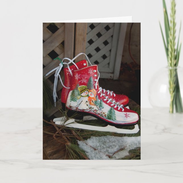 Cartes Pour Fêtes Annuelles Les Iceskas de Noël avec Snowman Design (Devant)