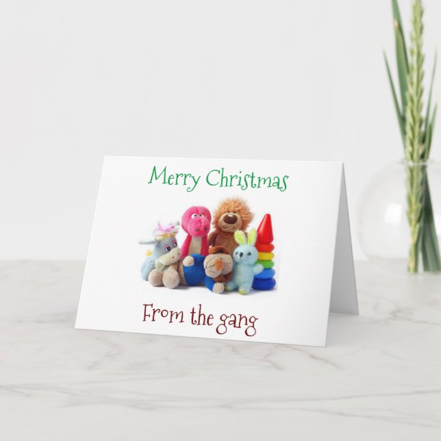 CARTES POUR FÊTES ANNUELLES LES JOUETS DISENT "JOYEZ NOËL DU GANG" (Devant)