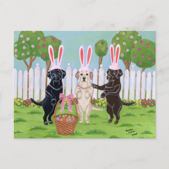 Cartes Pour Fêtes Annuelles Les lapins de Pâques du Labrador! ! (Devant)