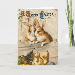 Cartes Pour Fêtes Annuelles Les lapins et les poussins heureux Pâques