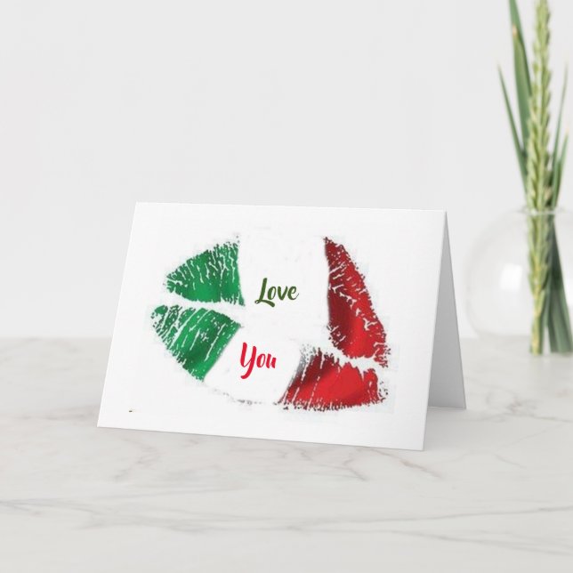CARTES POUR FÊTES ANNUELLES LES LÈVRES ITALIENS DISENT **VOUS AIMER** (Devant)
