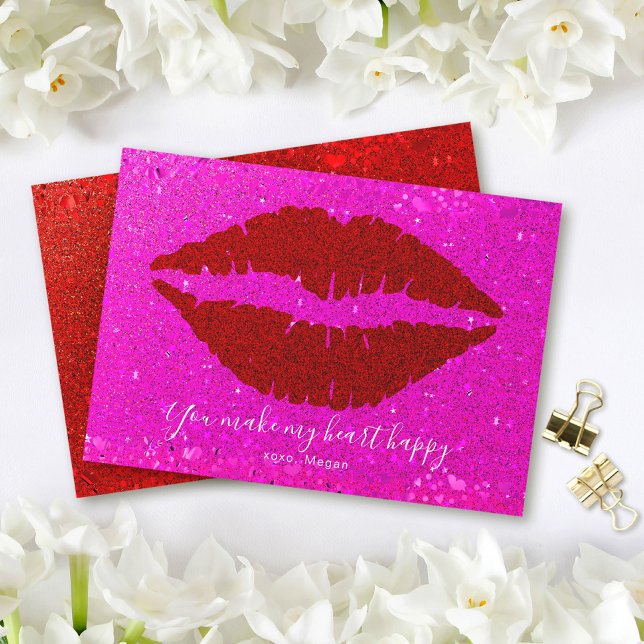 Cartes Pour Fêtes Annuelles Les lèvres rouges de Valentine Parties scintillant (Créateur téléchargé)
