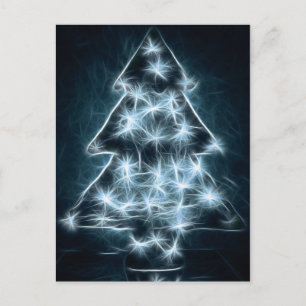 Cartes Pour Fêtes Annuelles Les lumières bleues illuminent un arbre de Noël