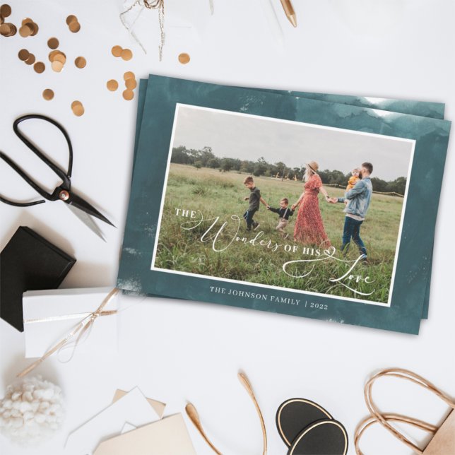 Cartes Pour Fêtes Annuelles Les merveilles de son amour Photo Noël Turquoise (Créateur téléchargé)