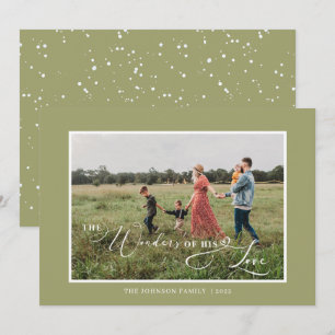 Cartes Pour Fêtes Annuelles Les merveilles de son amour Script photo vert