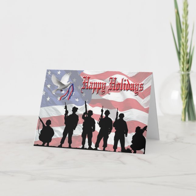 Cartes Pour Fêtes Annuelles Les militaires cardent bonnes fêtes (Devant)