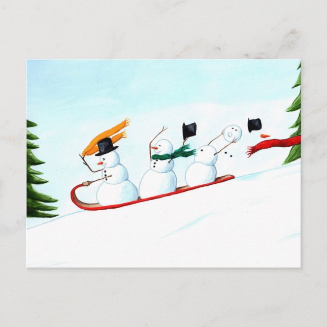Cartes Pour Fêtes Annuelles Les neigeurs en traîneau (Devant)