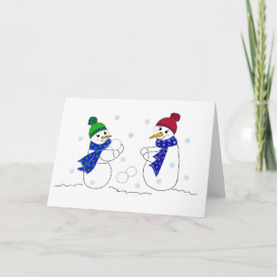 Cartes Pour Fêtes Annuelles Les neigeurs jouent dans la neige