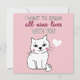 Cartes Pour Fêtes Annuelles Les neuf vies avec vous chat romantique Valentines