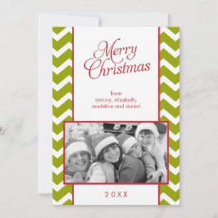 Cartes Pour Fêtes Annuelles Les Patters de Green Chevron Photo de Christma