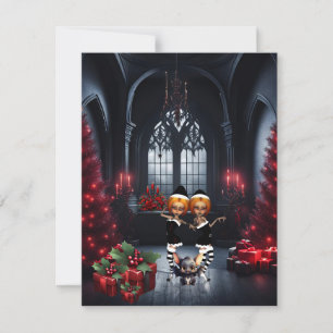 Cartes Pour Fêtes Annuelles Les petits elfes noirs fêtent Noël