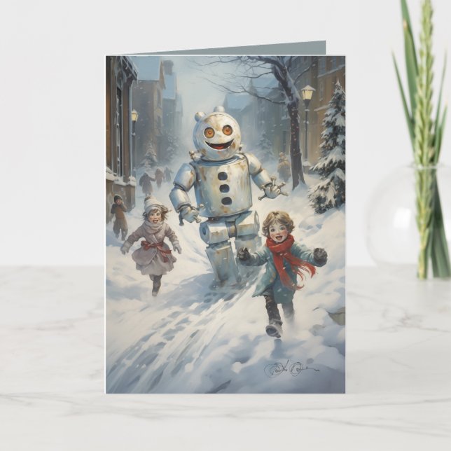 Cartes Pour Fêtes Annuelles Les robots arrivent 2 (Devant)