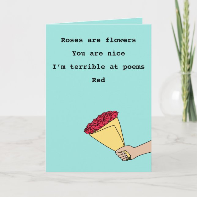 Cartes Pour Fêtes Annuelles Les roses sont des poèmes rouges drôles Valentine' (Devant)
