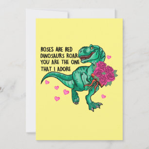 Cartes Pour Fêtes Annuelles Les roses sont Red Funny Dinosaur Saint Valentin