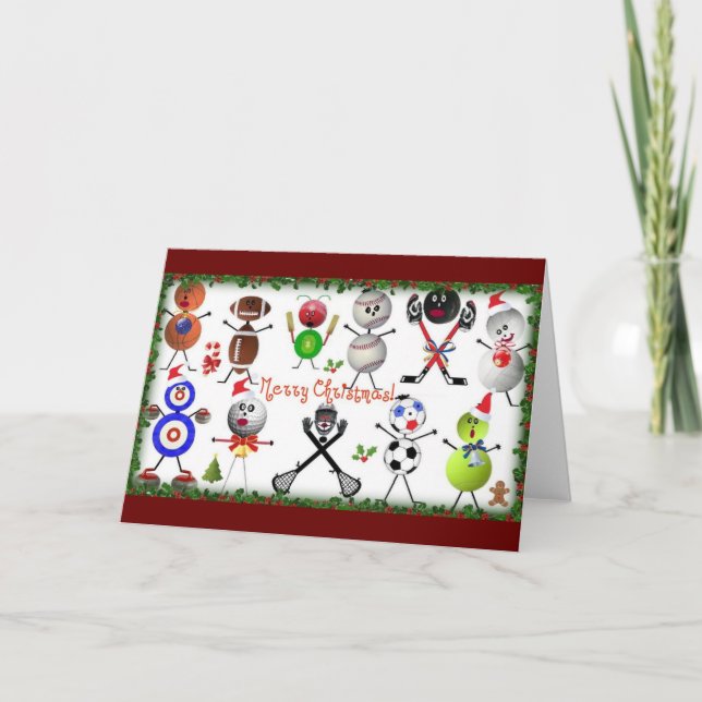Cartes Pour Fêtes Annuelles Les sports ont rempli Joyeux Noël (Devant)