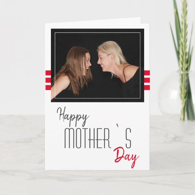 Cartes Pour Fêtes Annuelles Les touches rouges modernes Joyeuses Fête des Mère (Devant)