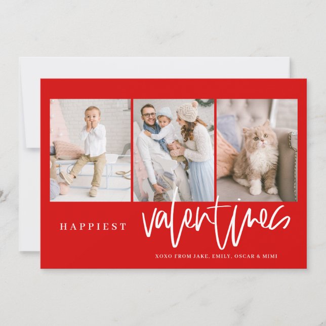 Cartes Pour Fêtes Annuelles Les valentines les plus heureuses Lettres Rouge Ph (Devant)