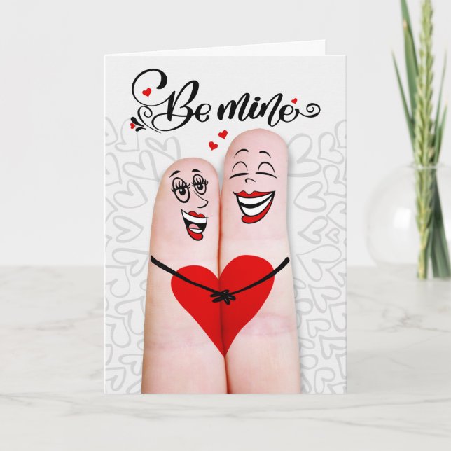 Cartes Pour Fêtes Annuelles Lesbian Partner Be Mine Valentine Finger Couple (Devant)