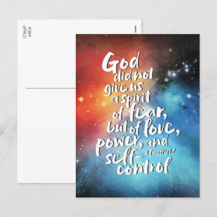 Cartes Pour Fêtes Annuelles L'Esprit d'Amour de DIEU - AUCUNE PEUR - Bible Ver
