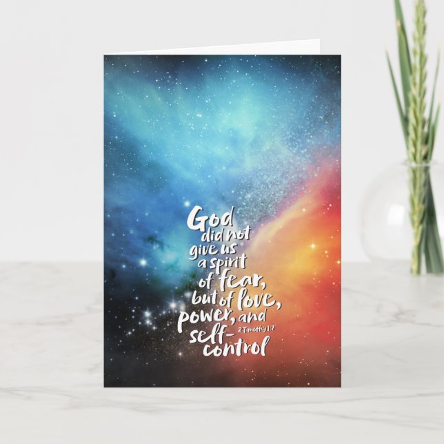 Cartes Pour Fêtes Annuelles L'Esprit d'Amour de DIEU - AUCUNE PEUR - Bible Ver (Devant)
