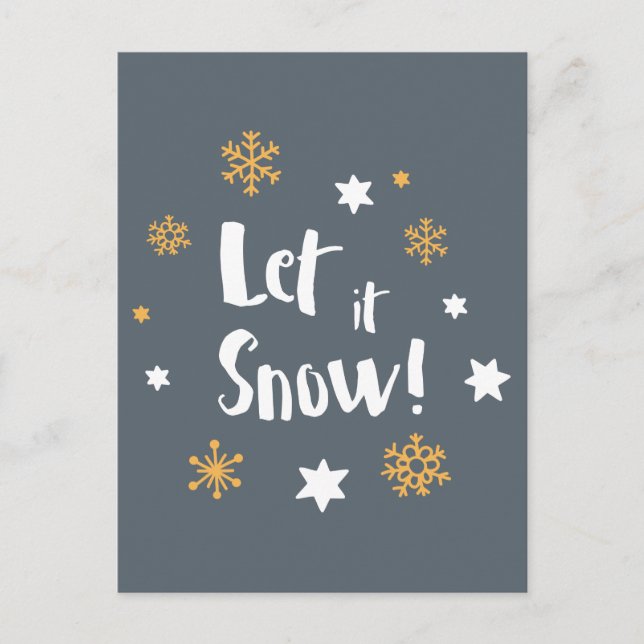 Cartes Pour Fêtes Annuelles "Let it Snow!"  Calligraphy Christmas Modern Gray (Devant)