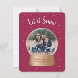 Cartes Pour Fêtes Annuelles Let It Snow Red Snow Globe Christmas Photo Card