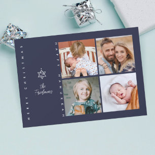 Cartes Pour Fêtes Annuelles L'étoile de David dans l'arbre de Noël