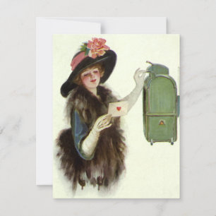 Cartes Pour Fêtes Annuelles LETTRE D'AMOUR DE LA FEMME vintage VÉNITIENNES DU 