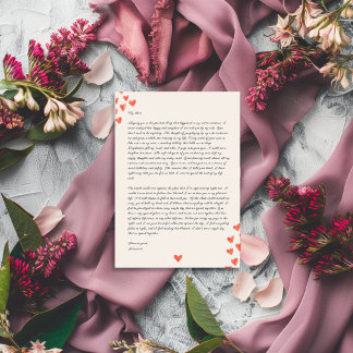 Cartes Pour Fêtes Annuelles Lettre d'amour manuscrite avec coeurs Saint-Valent