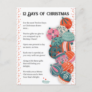 Cartes Pour Fêtes Annuelles Lettre de Noël 12 jours