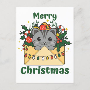 Cartes Pour Fêtes Annuelles Lettre de Noël Chat Animaux d'hiver Chats Vacances