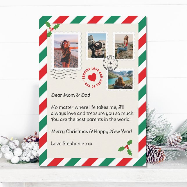 Cartes Pour Fêtes Annuelles Lettre de Noël Collage photo (Créateur téléchargé)