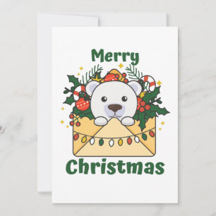 Cartes Pour Fêtes Annuelles Lettre de Noël d'ours polaire Animaux d'hiver Ours