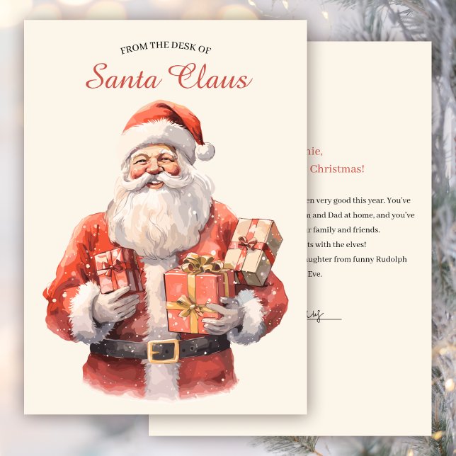 Cartes Pour Fêtes Annuelles Lettre de Noël du bureau du Père Noël (Créateur téléchargé)