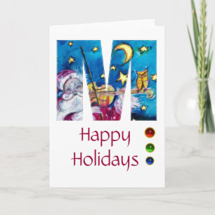 CARTES POUR FÊTES ANNUELLES LETTRE DE NOËL M / MONOGRAM PÈRE NOËL INSPIRÉ