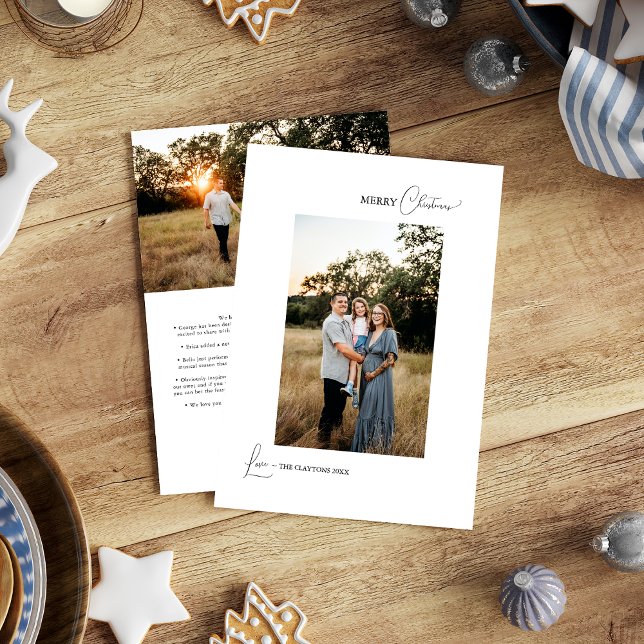 Cartes Pour Fêtes Annuelles Lettre de Noël moderne blanche et photo (Créateur téléchargé)